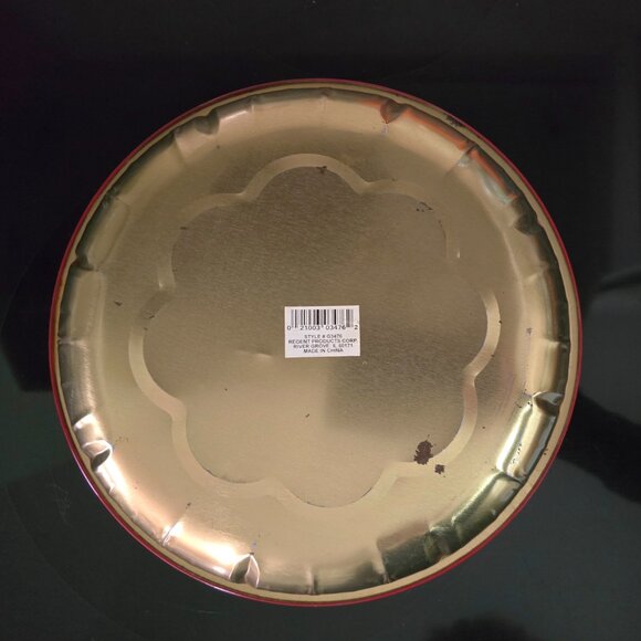 Vintage 10" Tin/Metal Christmas Cookie/Serving Tray Old World Santa Tree/Gifts - Picture 5 of 5